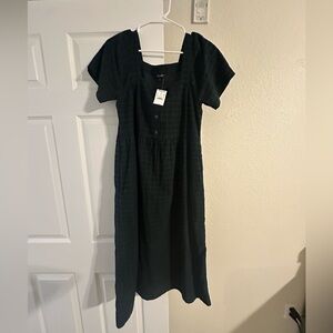 Dark Green Checkered Midi Dress